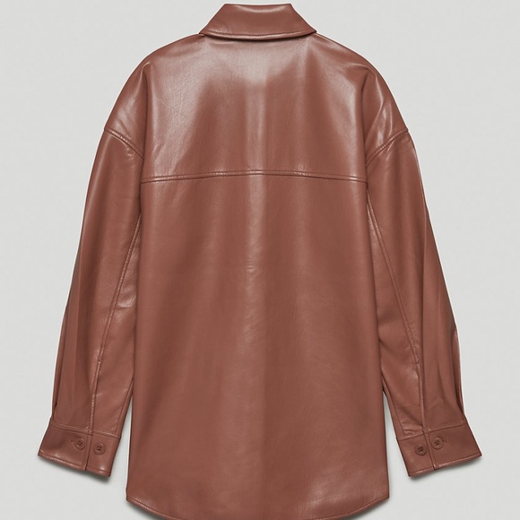 Babaton Pelli Shirt Jacket XS Patina Brown NEVER WORN - Picture 3 of 7